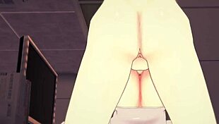 makima rides dildo then gets cum from futanari babe