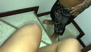 Thin Girl Trips And Dwarf Rubs Her Pussy