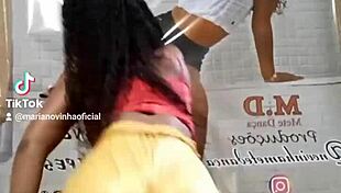 Brunette, ebony, and Latina teens dance ass war