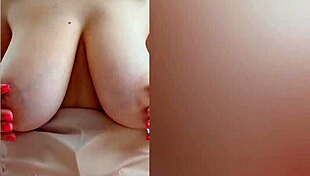 Horny young with big tits in dress