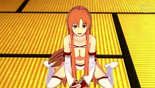 asuna joi gives jerk off instructions with pussy play and cum countdown in hentai roleplay