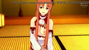 asuna joi gives jerk off instructions with pussy play and cum countdown in hentai roleplay