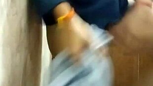 Stepsister relaxes in hostel bathroom