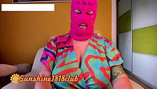 Neon Pink Skimaskgirl Shows Big Boobs on Webcam
