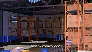 backroom animated interracial 3d scene