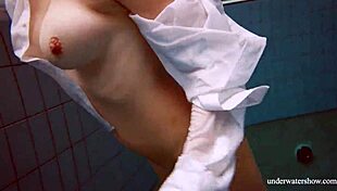 hot brunette lola with big tits underwater