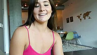 Stepsister Nora intensely rides on bed in underwear, full kinky scene