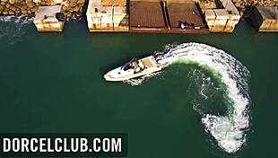 One guy handles three hot brunettes in this perfect foursome blowjob scene