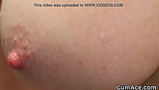 watch this wacky model get cumshot on face and gulp sperm