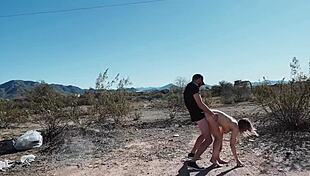Blonde Couple Has Rough Sex On The Side Of The Road In Desert