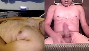 Two Gay Guys Stroke Cocks and Cum on Skype Call
