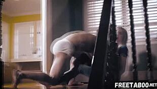 Scared teen lexi lore discovers secret and pays with deepthroat and creampie