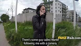 Emotional outdoor chase leads to intense doggystyle fucking with cute brunette