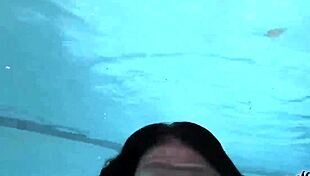 Brunette mature star Sofie Marie has a great naked pool masturbation scene