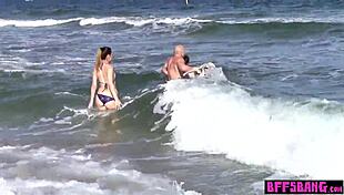 Naughty bisexual teen 18+ bffs love to ride on big cock