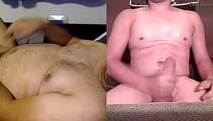 Two Gay Guys Stroke Cocks and Cum on Skype Call