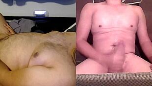Two Gay Guys Stroke Cocks and Cum on Skype Call