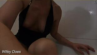 wifey cleans house with shirt down, flashing big tits