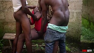 I Fucked My Fat Black Aunty Hard on an Outdoor Bench with Deepthroat Action