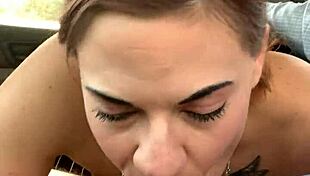 Mckenzie gold gives intense car blowjob