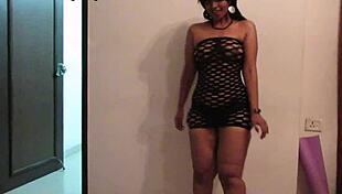 Huge Ass South Indian Woman Rides Dildo in Lingerie, Reaching Orgasm.