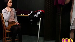 cfnm amateur milf jerks and sucks for cum on stockings