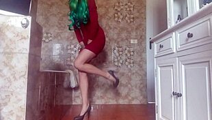 hot sexy diaper girl pees into her tight dress and diaper