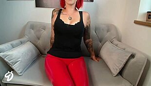 Κόκκινο Δερμάτινο Leggings Fetisch