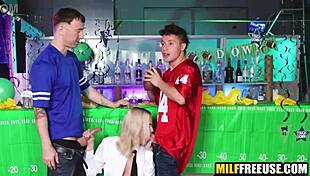 Hot blonde freeused by football fans?