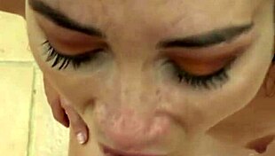 Horny italian brunette deep throats monster cock in pov, moaning to swallow cum!