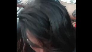 girl gives road head outdoor deepthroat blowjob public