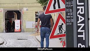 Texting booty call leads to bareback gay fuck.