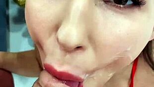 Hot brunette plays with ass toy and sucks big dick for merry christmas.