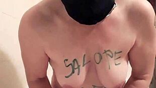 In this video, a french european slave girl performs her own masturbation session with bdsm and uro elements.