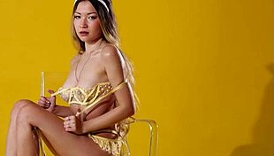 petite asian kelly lu strips to show perfect natural ass