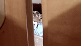 I spy on teen stepdaughter masturbating in bedroom, she cums very intense.