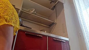 LATINA MAID MASTURBATES WITH BIG COCK, SHOWING NATURAL TITS!