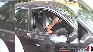 Swinger couple joined by two guys in public car sex