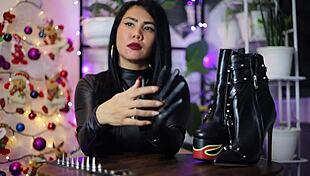Dominafire Leather Fetish Gloves ASMR Session