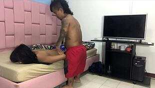 the dwarf says let me massage you then fucks the brunette until creampie