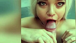 Blonde slut sucked in pool then fucked in pussy and ass in bedroom for facial