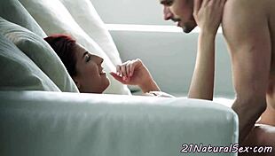 classy redhead model gets fingered and fucked in missionary