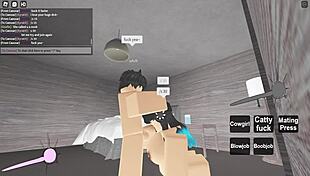 Fucking hard in a Roblox condo! So sexy!