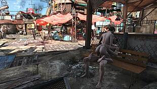 Fallout 4 Diamond City Public Fuck with Brutal Brunette Action