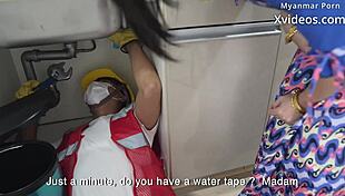 pipe worker passionately fucks his boss's wife's ass.