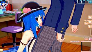 Touhou Hinanai Tenshi Gets Tits Rubbed In 3D Anime