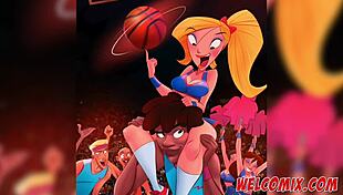 in this hentai basketball game, college perverts chase blonde teen with big cocks