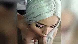 Blonde slut sucked in pool then fucked in pussy and ass in bedroom for facial