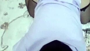 Wanna see this Asian girlfriend in black stockings getting doggystyle?