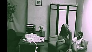 Black couple rushes to fuck secretly at the office, bent over for blowjob and hardcore pounding